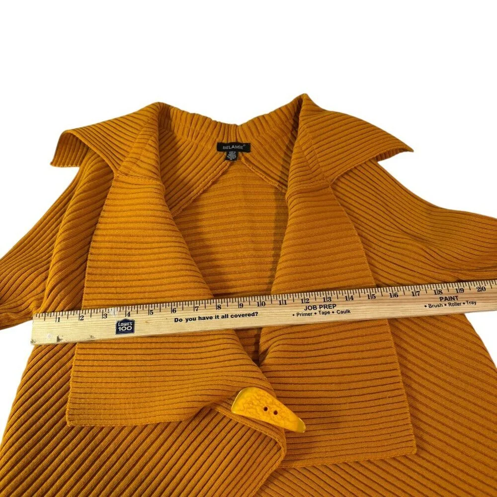 Bellamie Mustard Ribbed Knit Wrap Sweater Jacket M |  Asymmetrical cardigan